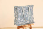 Handgemaakt Blauwe Bloemen Quilted Katoenen Tote Bag